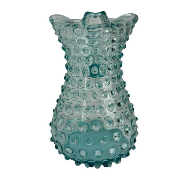Empoli 1950s Clear Aqua Blue Hobnail Pitcher Vase 8” Italy Art Glass MCM Vintage - Picture 4 of 13